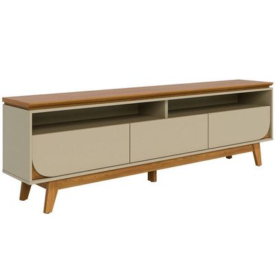 Rack Bancada Serena 3 Gavetas Para Tv De 75 Polegadas Cumaru/opala