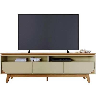 Rack Bancada Serena 3 Gavetas Para Tv De 75 Polegadas Cumaru/opala
