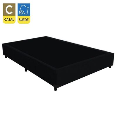 Cama Box Casal Suede + Colchão De Espuma D33 - Sereneprime - 138cm Cor:preto