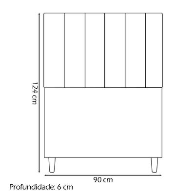 Cabeceira Decorativa Elen Para Cama De Solteiro 90cm Suede Preto, Suede