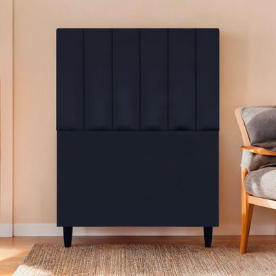 Cabeceira Decorativa Elen Para Cama De Solteiro 90cm Suede Preto, Suede