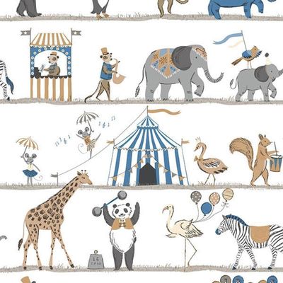 Papel De Parede Just 4 Kids Animais Circenses G56546 - Rolo 10m X 0,52m