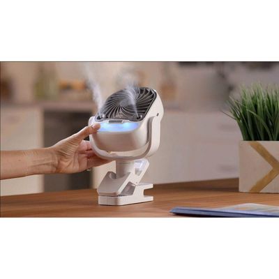Ventilador De Mesa Umidificador Bateria Recarregavel Usb Garra 3 Velocidades 360 Graus Giratoris Potente Portatil Calor Verao