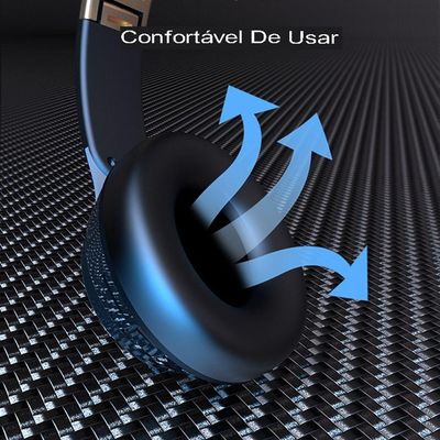 Fone De Ouvido Sem Fio Dobráveis , Estéreo Ajustável, Bluetooth 3 Modos Hifi - Preto