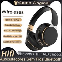 Fone De Ouvido Sem Fio Dobráveis , Estéreo Ajustável, Bluetooth 3 Modos Hifi - Preto