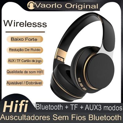 Fone De Ouvido Sem Fio Dobráveis , Estéreo Ajustável, Bluetooth 3 Modos Hifi - Preto