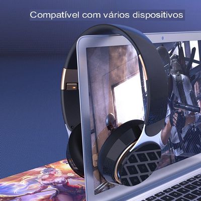 Fone De Ouvido Sem Fio Dobráveis , Estéreo Ajustável, Bluetooth 3 Modos Hifi - Preto