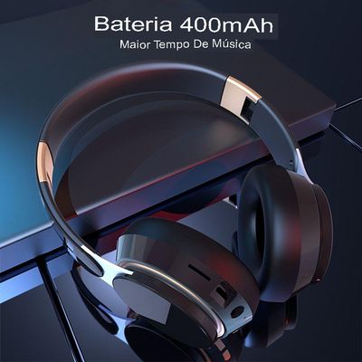 Fone De Ouvido Sem Fio Dobráveis , Estéreo Ajustável, Bluetooth 3 Modos Hifi - Preto