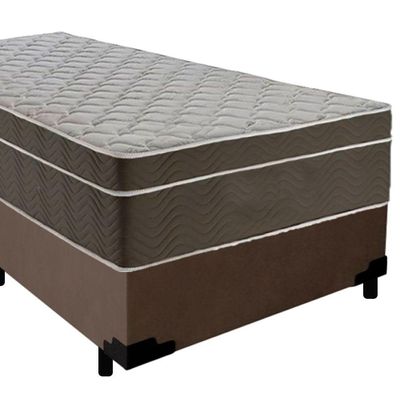 Cama Box Suede Solteiro + Colchão Sereneprime Molas Ensacadas 88x188x65 Marrom