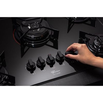 Fogão Cooktop Fischer 5 Queimadores Tc Fit Line Gás Mesa Vidro Bivolt