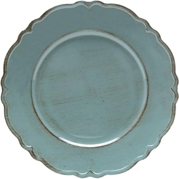 Jogo com 6 Sousplat 33 cm Patinado Moon Verde - Lyor Jogo com 6 Sousplat 33 cm Patinado Moon Verde - Lyor