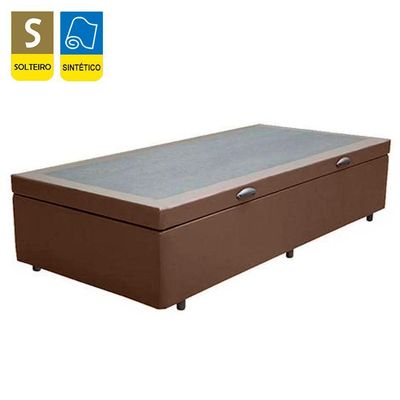 Cama Box Baú Solteiro Sintético Serene Marrom 88x188x44