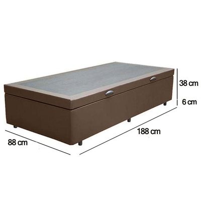 Cama Box Baú Solteiro Sintético Serene Marrom 88x188x44