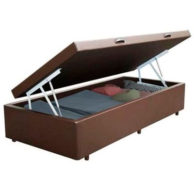 Cama Box Baú Solteiro Sintético Serene Marrom 88x188x44