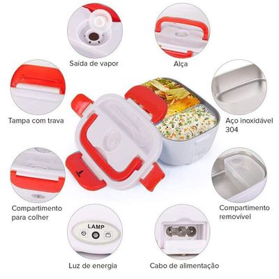 Marmita Lancheira Elétrica Lorben Aquecedor Alimentos Tomada 110v-220v E Plugue Carro 12v