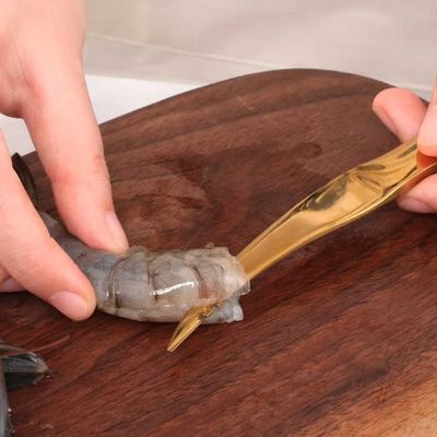 Faca Queijo Camarao Manteiga Jogo Aço Inox Dourado 2un