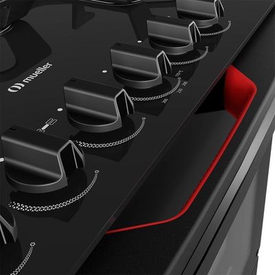 Fogão Mueller 5 Bocas Preto Com Mesa De Vidro E Tripla Chama