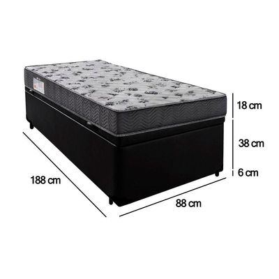 Cama Box Baú Solteiro Sintético + Colchão De Espuma D33 - Serene - 88cm Cor:preto