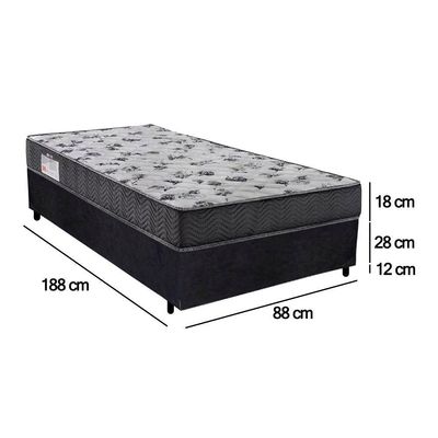 Cama Box Solteiro Suede + Colchão De Espuma D33 - Serene - 88cm Preto