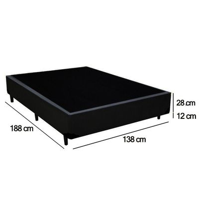 Cama Box Casal Sintético Serene Preto 138x188x40