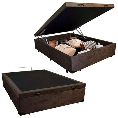 Cama Box Baú Viúva Serene Suede Marrom 128x188x44