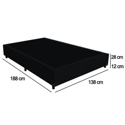 Cama Box Casal Suede Serene Preto 138x188x40