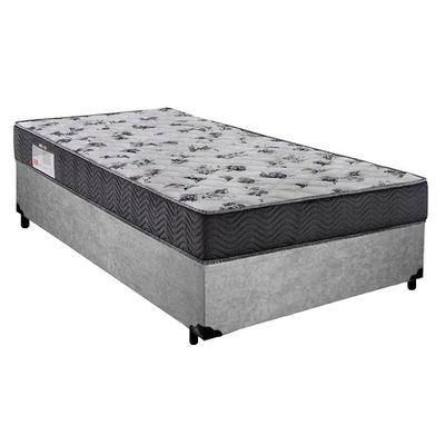 Cama Box Solteiro Suede + Colchão De Espuma D33 - Serene - 88cm Bege