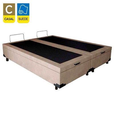 Cama Box Baú Casal Bipartido Suede Serene Bege 138x188x44