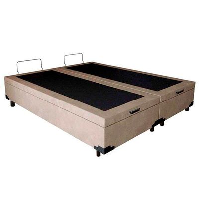 Cama Box Baú Casal Bipartido Suede Serene Bege 138x188x44