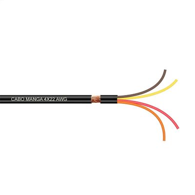 Cabo Manga 4x22 AWG - com Blindagem Preto - 20 Metros