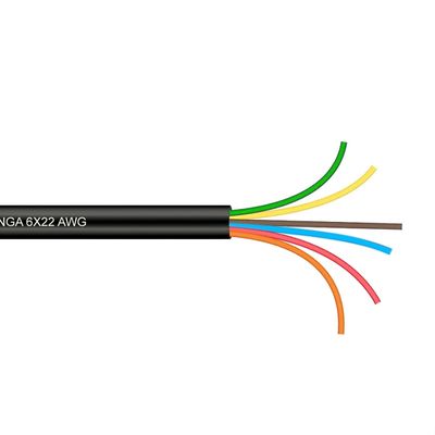 Cabo Manga 6X22 AWG - sem Blindagem Preto - 1 Metro