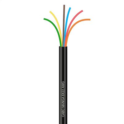 Cabo Manga 6X22 AWG - sem Blindagem Preto - 1 Metro