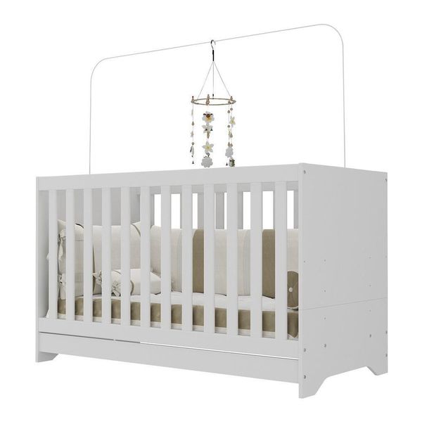 Berço 3Em1 C/ Colchão Incluso Multimóveis Elza Fg2952 Branco