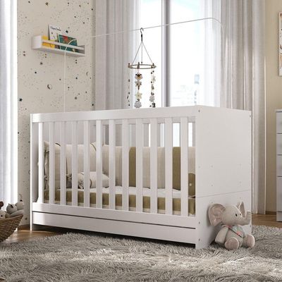 Berço 3Em1 C/ Colchão Incluso Multimóveis Elza Fg2952 Branco