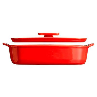 Tampa para Travessa Emile Henry Ovenware em Cerâmica 36x23 cm Vermelho