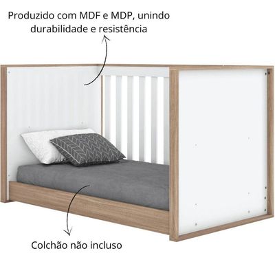 Berço Mini-cama 2 Em 1 - Confete - Branco/Jequitibá Hp