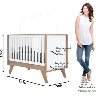 Berço Mini-cama 2 Em 1 - Confete - Branco/Jequitibá Hp
