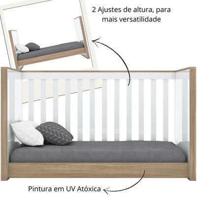 Berço Mini-cama 2 Em 1 - Confete - Branco/Jequitibá Hp