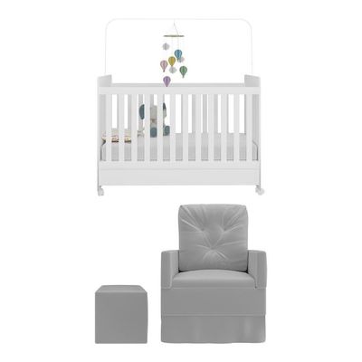 Berço Americano Puff Bambino Multimóveis Mp4101 Branco/cinza