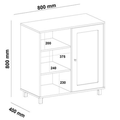 Buffet Aparador 1 Porta 80 Cm 4520 Pinho Off White Arly