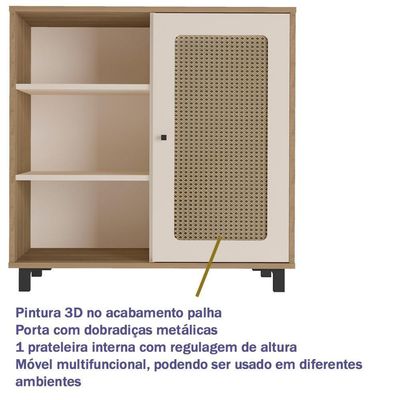 Buffet Aparador 1 Porta 80 Cm 4521 Carvalho Off White Arly