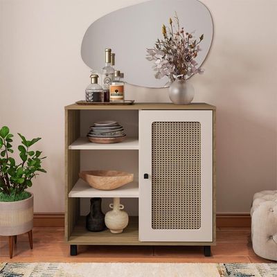 Buffet Aparador 1 Porta 80 Cm 4521 Carvalho Off White Arly