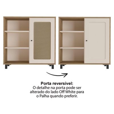 Buffet Aparador 1 Porta 80 Cm 4521 Carvalho Off White Arly