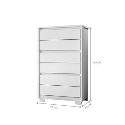 Comoda 6 Gavetas Nova Zelandia Branco