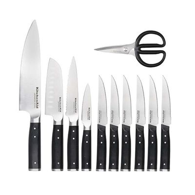 Conjunto Facas Forjadas Com Cepo Afiador 12 Pçs Kitchenaid
