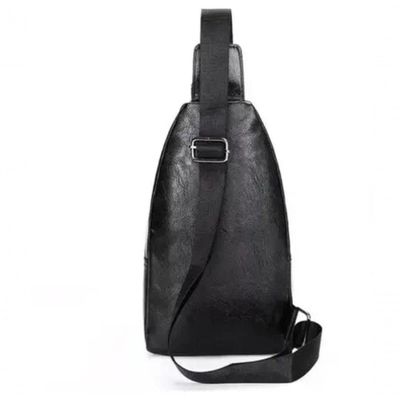 Bolsa Transversal Masculina Couro Ombro Peito Nova Pochete Preto Unissex