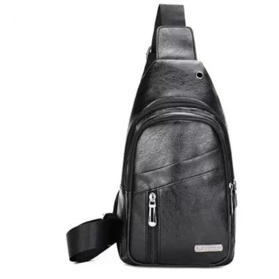 Bolsa Transversal Masculina Couro Ombro Peito Nova Pochete Preto Unissex