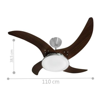 Ventilador Led Carvalho Tabaco 4 Pás 110V E Controle Remoto 110V