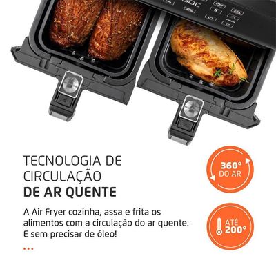 Fritadeira Air Fryer Dual Duplo Cesto 8 Litros Afd-01-bi Mondial Preto/inox 220v