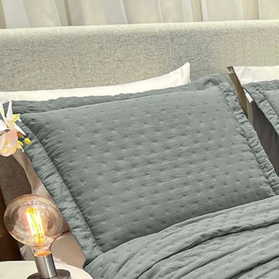Kit Cobre Leito Colcha Ryviera King Dupla Face 3 Peças - Cinza